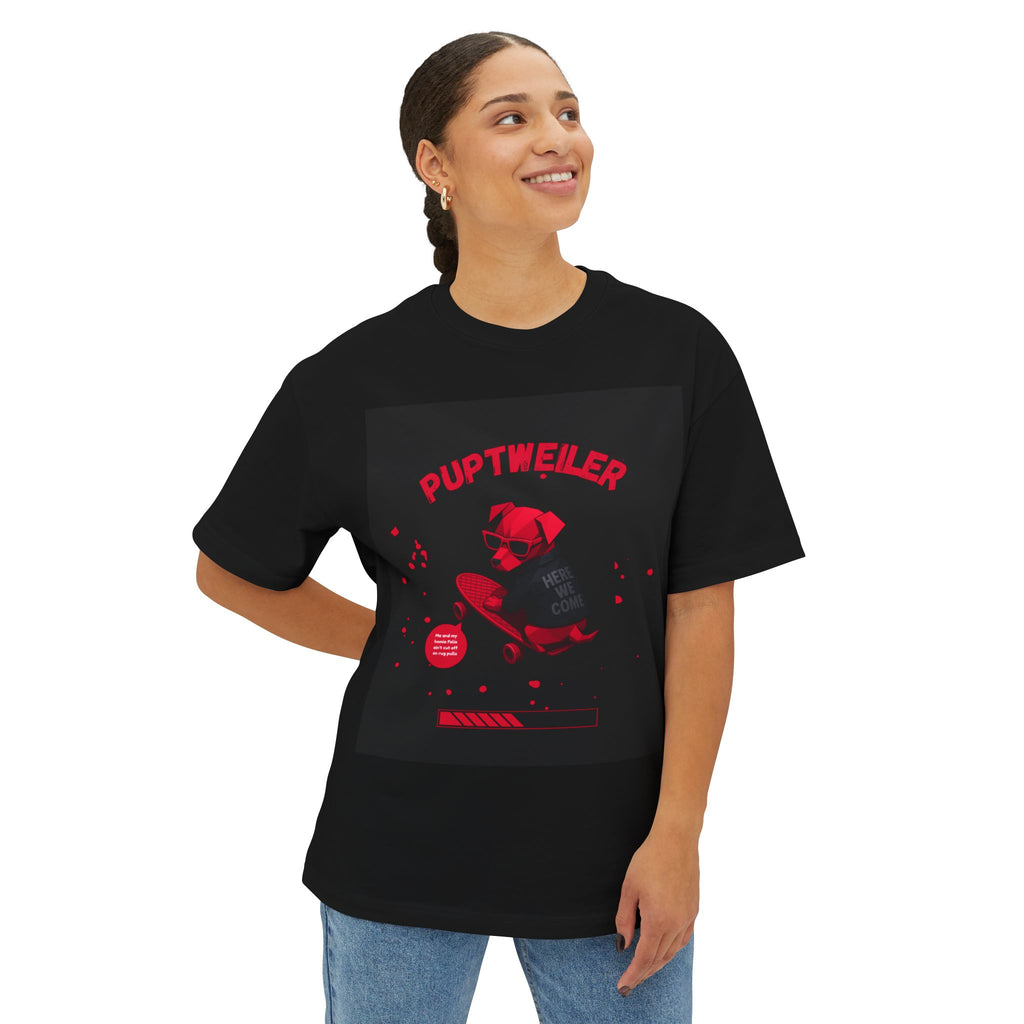 Puptweiler Unisex Oversized Boxy Tee, Casual Graphic Shirt, Streetwear Fashion, Gift for Dog Lovers, Summer Outfit, Unique T-Shirt